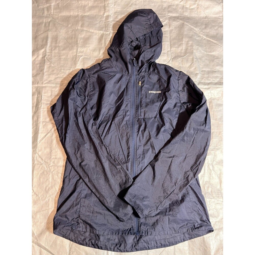 Patagonia Houdini Full Zip Jacket Womens Large Navy Blue Windbreaker Hooded 2414